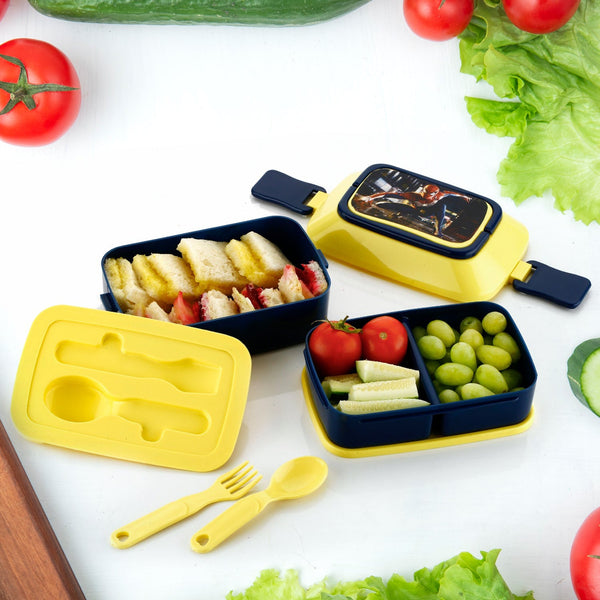 5621 Double Layer Lunch Box Stylish Lid Lunch Box With Fork & Spoon Lunch Box For Children School Lunch Box